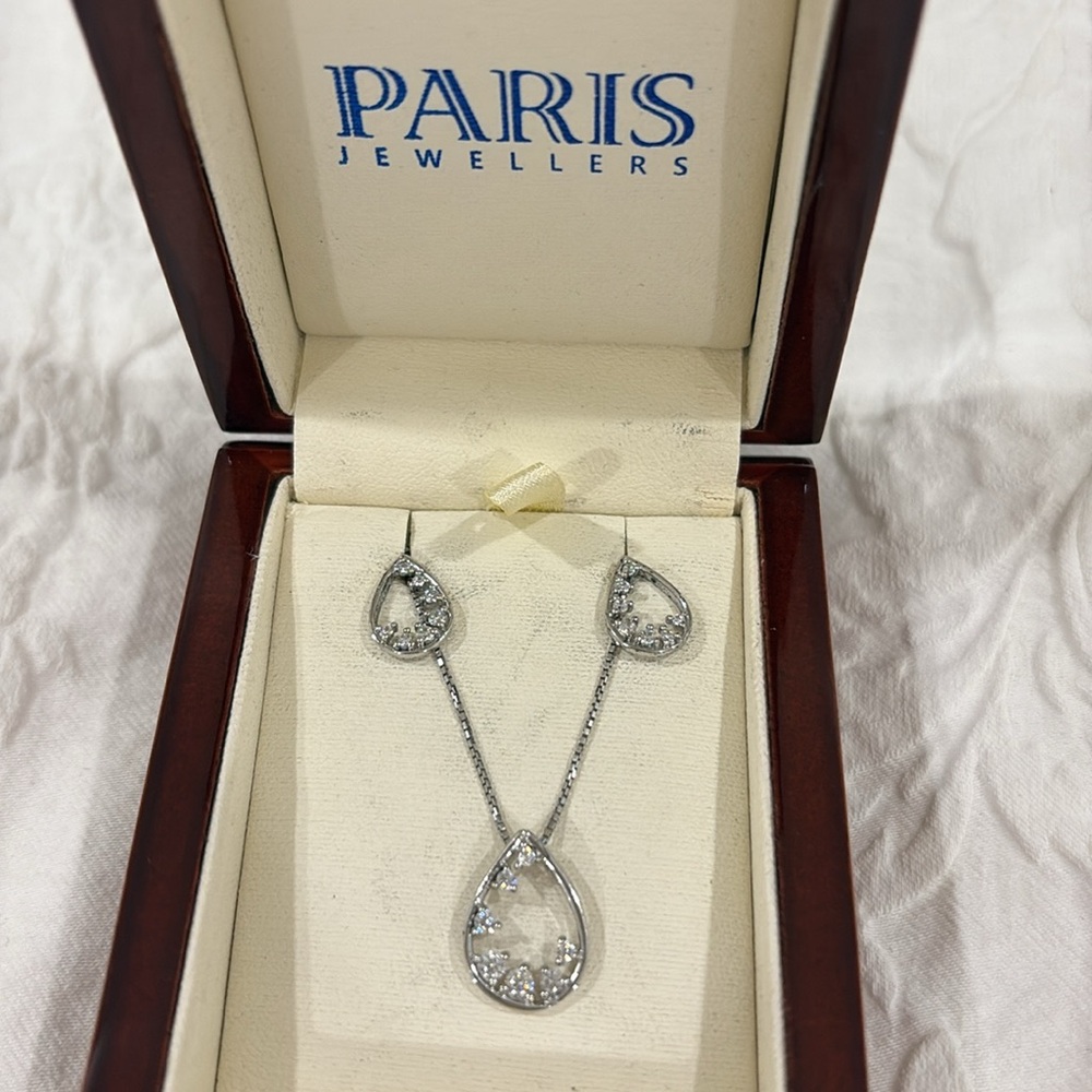 Sterling Silver Teardrop Necklace and Earring Set